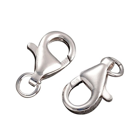 Arricraft 2PCS Platinum Plated 925 Sterling Silver Lobster Claw Clasps for Jewelry Making, 16x11x4mm, Hole: 4mm