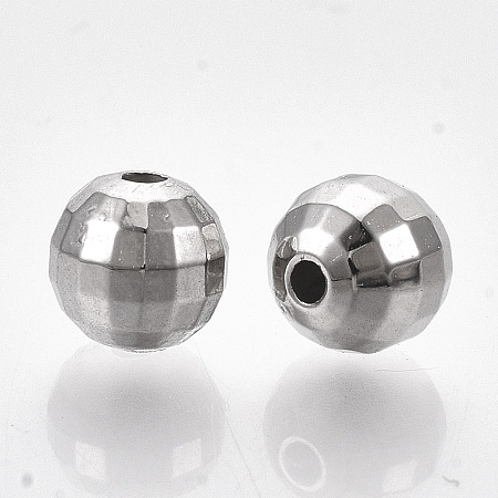 Honeyhandy CCB Plastic Beads, Faceted, Round, Platinum, 6mm, Hole: 1.5mm