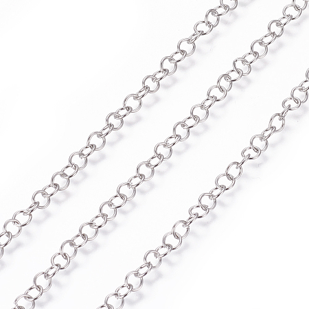 Honeyhandy 304 Stainless Steel Rolo Chains, Belcher Chain, Unwelded, Stainless Steel Color, 3.7mm, Links: 3.7x0.6mm