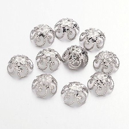 ARRICRAFT Iron Bead Caps, Platinum, 10x4mm, Hole: 1mm, about 150pcs/10g