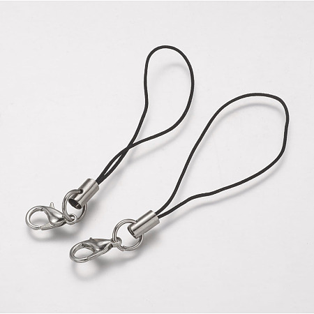Honeyhandy Cord Loop, with Alloy Lobster Claw Clasps, Iron Ring and Nylon Cord, Platinum, 70x0.8mm