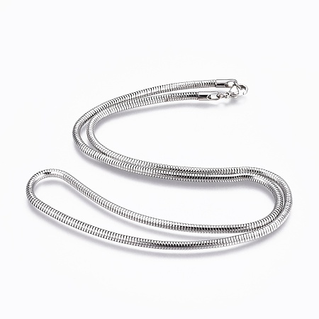 Honeyhandy 304 Stainless Steel Snake Chain Necklaces, with 304 Stainless Steel Clasps, Stainless Steel Color, 20.3 inch(51.5cm), 2.5mm
