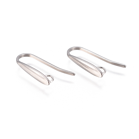 Honeyhandy 304 Stainless Steel Earring Hooks, with Horizontal Loop, Stainless Steel Color, 19x3mm, Hole: 2.5mm, Pin: 0.7x1mm