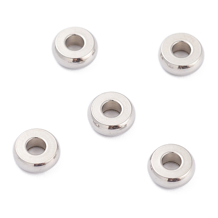 Honeyhandy 202 Stainless Steel Spacer Beads, Flat Round, Stainless Steel Color, 5x2mm, Hole: 1.8mm