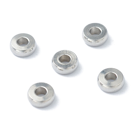 Honeyhandy 202 Stainless Steel Spacer Beads, Flat Round, Stainless Steel Color, 4x1.5mm, Hole: 1.5mm