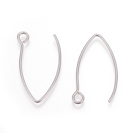 Honeyhandy 304 Stainless Steel Earring Hooks, Ear Wire, with Horizontal Loop, Stainless Steel Color, 26x15.5mm, Hole: 2.5mm, Pin: 0.8mm