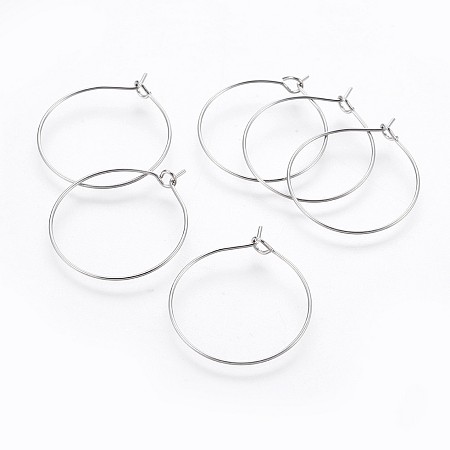 Honeyhandy 316 Surgical Stainless Steel Hoop Earring Findings, Wine Glass Charms Findings, Stainless Steel Color, 20 Gauge, 37~38x34.5~34.9x0.8mm