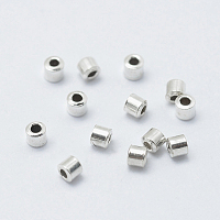 Honeyhandy 925 Sterling Silver Crimp Beads, Tube, Platinum, 2x2mm, Hole: 1mm