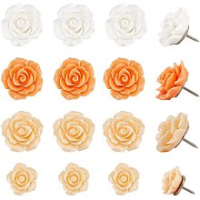 CHGCRAFT 40pcs Iron Flower Pushpins Map Pins Drawing Push Pins Flower Thumbtacks Pins Resin Pushpin for Message Board Paste Painting Photo Postcard Note Paper Decoration 0.7inches