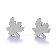 Honeyhandy Autumn Theme Unisex 304 Stainless Steel Stud Earrings, Maple Leaf, Stainless Steel Color, 8.5x7.5mm, Pin: 1mm