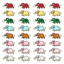 48Pcs 8 Colors Alloy Enamel Elephant Connector Charms, with Acrylic Evil Eye, Platinum, 11.5x22.5x2.5mm, Hole: 1.8mm, 6pcs/color