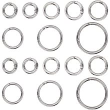 PandaHall Elite 16pcs 8 Sizes Spring O Ring, Silver Trigger Round Snap Buckle 17~61mm Alloy Trigger Round Snap Buckle Spring Keyring Buckle Snap Hooks O Rings Buckles for DIY Keychains Bag Purse Handbag