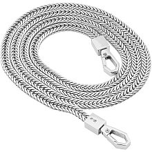 CHGCRAFT 7mm Wide 41.7 inch Snake Bone Chain Bag Iron Cuban Flat Link Chain Strap Handbags Accessories Replacement Chains for Wallet Purse Straps Shoulder Straps Platinum