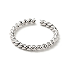 Honeyhandy 201 Stainless Steel Twist Rope Shape Open Cuff Ring for Women, Stainless Steel Color, 3mm, Inner Diameter: 17~18mm