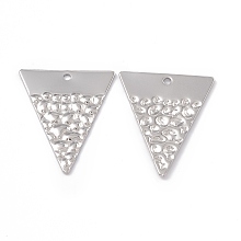 Honeyhandy 304 Stainless Steel Pendants, Triangle Charm, Stainless Steel Color, 28x22.5x1mm, Hole: 1.5mm