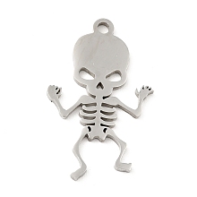 Honeyhandy 201 Stainless Steel Pendants, Skull, Stainless Steel Color, 22x13.5x1mm, Hole: 1.5mm