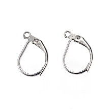 Honeyhandy 304 Stainless Steel Leverback Earring Findings, with Loop, Stainless Steel Color, 15.5x10x2mm, Hole: 1.2mm, Pin: 1x0.8mm