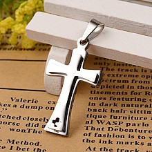 Honeyhandy 304 Stainless Steel Pendants, Latin Cross, Stainless Steel Color, 35x17x3mm, Hole: 3.5x6mm