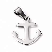 Honeyhandy 304 Stainless Steel Pendants, Anchor, Stainless Steel Color, 18x16x1mm, Hole: 8x3mm