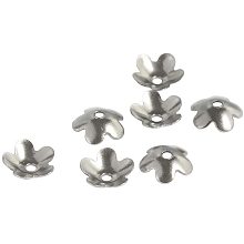 UNICRAFTALE 50pcs Stainless Steel Bead Caps 5-Petal Flower Shape Beads Small Hole Bead Cones for DIY Bracelet Jewelry Making 6x2mm, Hole 1mm