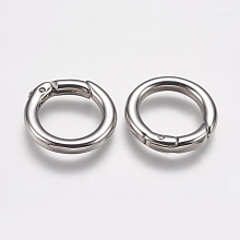 Honeyhandy 304 Stainless Steel Spring Gate Rings, O Rings, Ring, Stainless Steel Color, 7 Gauge, 18x3.5mm, Inner Diameter: 11mm