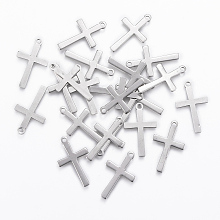 Honeyhandy 201 Stainless Steel Pendants, Cross, Stainless Steel Color, 20.5x12x0.8mm, Hole: 1.5mm