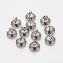 Honeyhandy 304 Stainless Steel Bead Cap Pendant Bails, for Globe Glass Bubble Cover Pendant Making, Stainless Steel Color, 8x10mm, Hole: 3mm