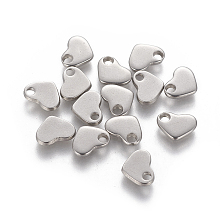 Honeyhandy 201 Stainless Steel Charms, Stamping Blank Tag, Heart, Stainless Steel Color, 9.5x8x1.5mm, Hole: 1.8mm