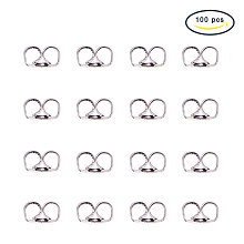 PandaHall Elite 100 Pcs 304 Stainless Steel Butterfly Earnut Earring Safety Backs Stoppers 5x4x2.5mm Stud Findings