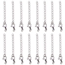 PandaHall Elite 20 Pieces 304 Stainless Steel Necklace Bracelet Extender Chain Set with Lobster Claw Clasps Length 2.28 Inch for Jewelry Making