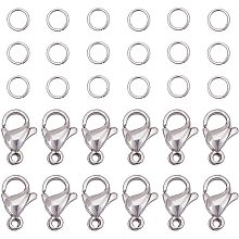 PandaHall Elite 300 pcs 5mm 20 Gauge 304 Stainless Steel Jump Rings with 100pcs Lobster Claw Clasps for Earring Bracelet Necklace Pendants Jewelry DIY Craft Making, Stainless Steel Color