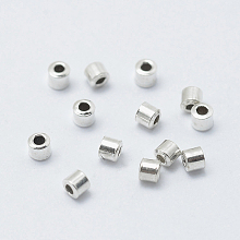 Honeyhandy 925 Sterling Silver Crimp Beads, Tube, Platinum, 2x2mm, Hole: 1mm