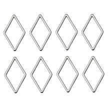 Honeyhandy Brass Linking Rings, Nickel Free, Real Platinum Plated, Rhombus, 23x14x1mm