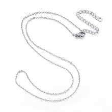 Honeyhandy 304 Stainless Steel Necklaces, Cable Chain Necklaces, Stainless Steel Color, 17.32 inch(44cm)