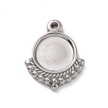 Honeyhandy 304 Stainless Steel Pendant Cabochon Settings, Fan, Stainless Steel Color, Tray: 10mm, 19.5x15.5x2.5mm, Hole: 1.5mm