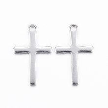 Honeyhandy 304 Stainless Steel Charms, Cross Pendants, Stainless Steel Color, 15.5x9.5x0.8mm, Hole: 1mm