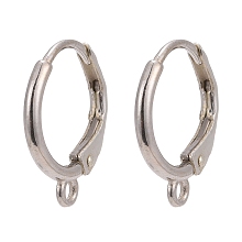 Honeyhandy 925 Sterling Silver Leverback Earring Findings, wit Loop, Silver, 14x12x1.5mm, Hole: 1.5mm, Pin: 0.7.mm