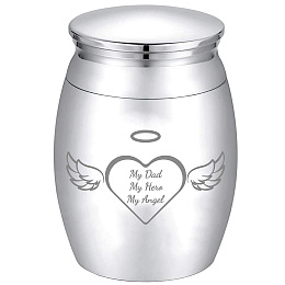 CREATCABIN Alloy Cremation Urn Kit, with Disposable Flatware Spoons, Silver Polishing Cloth, Velvet Packing Pouches, Heart Pattern, 40.5x30mm, 1pc