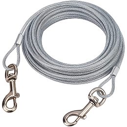 AHANDMAKER Cable Tie Out for Dogs, 32 Feet Tie Out Cable Dog Leash Dog Training Lead Steel Wire Rope, Great for Yard, Camping, and Outdoors(Silver)