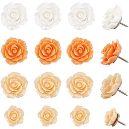 CHGCRAFT 40pcs Iron Flower Pushpins Map Pins Drawing Push Pins Flower Thumbtacks Pins Resin Pushpin for Message Board Paste Painting Photo Postcard Note Paper Decoration 0.7inches