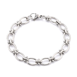Honeyhandy 304 Stainless Steel Link Chain Bracelet for Men Women, Stainless Steel Color, 7-7/8 inch(20cm)