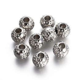 Honeyhandy CCB Plastic Beads, Large Hole Round Beads, Platinum, 14x12mm, Hole: 6mm