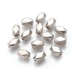 Honeyhandy CCB Plastic Beads, Faceted, Cuboid, Platinum, 13.2x7.5mm, Hole: 2.3mm