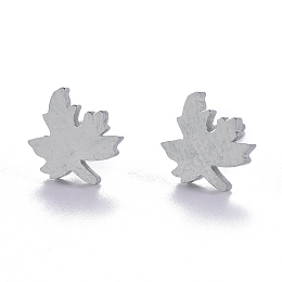 Honeyhandy Autumn Theme Unisex 304 Stainless Steel Stud Earrings, Maple Leaf, Stainless Steel Color, 8.5x7.5mm, Pin: 1mm