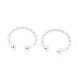 Honeyhandy 925 Sterling Silver Cuff Earrings, Twisted with Round, Platinum, 12x2mm