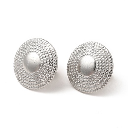 Honeyhandy Non-Tarnish 304 Stainless Steel Flat Round Stud Earrings for Women, Stainless Steel Color, 15.5mm, Pin: 0.8mm