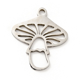 Honeyhandy 304 Stainless Steel Pendants, Mushroom, Stainless Steel Color, 17x14.5x1mm, Hole: 1.4mm