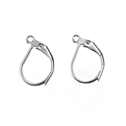 Honeyhandy 304 Stainless Steel Leverback Earring Findings, with Loop, Stainless Steel Color, 15.5x10x2mm, Hole: 1.2mm, Pin: 1x0.8mm