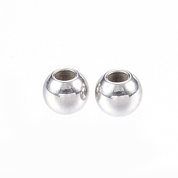 Honeyhandy 304 Stainless Steel Spacer Beads, Round, Stainless Steel Color, 3x2mm, Hole: 1mm