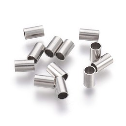 Honeyhandy 304 Stainless Steel Tube Beads, Tube, Stainless Steel Color, 5x3mm, Hole: 2.5mm